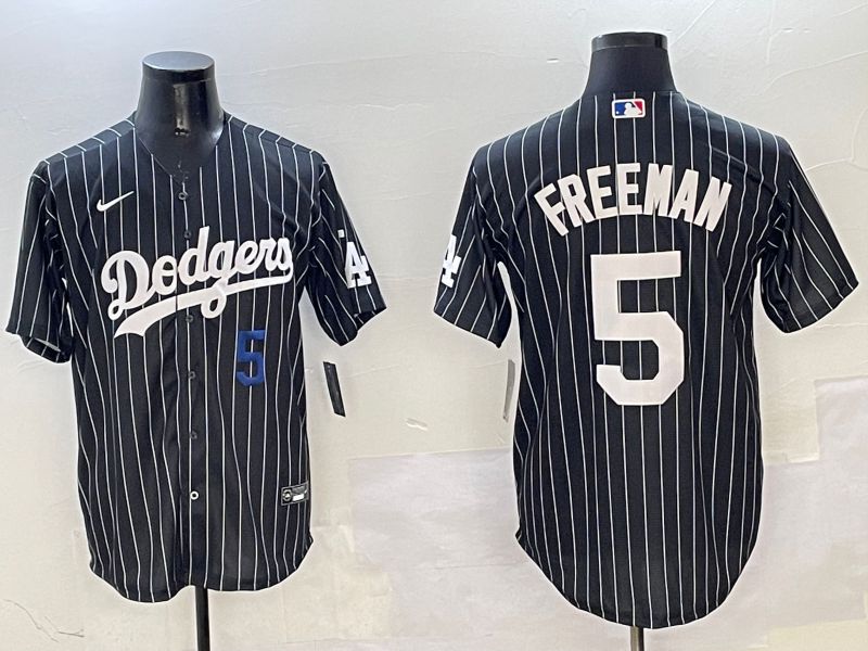 Men Los Angeles Dodgers #5 Freeman Black Stripe Jointly Name 2025 Nike MLB Jersey style 9->los angeles dodgers->MLB Jersey